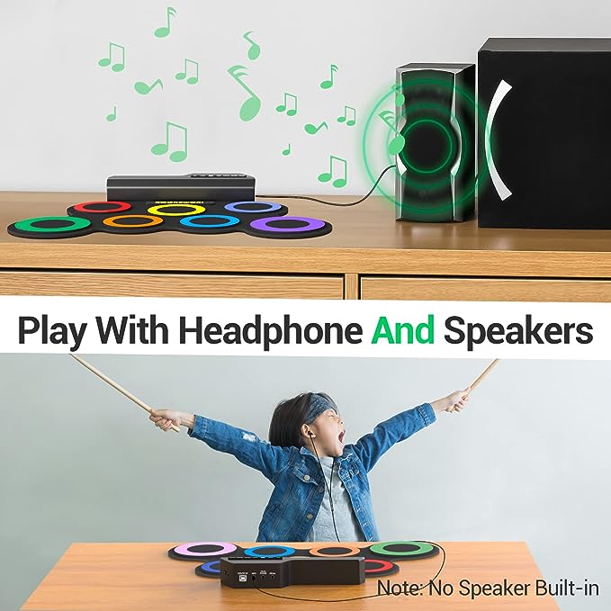 ROCKSOCKI Electric Drum Set 7 Pads with Headphone (No Battery)