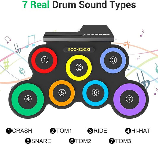 ROCKSOCKI Electric Drum Set 7 Pads with Headphone (No Battery)